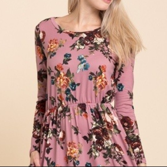 Mauve Floral Dress (clearance final price) - Picture 3 of 3